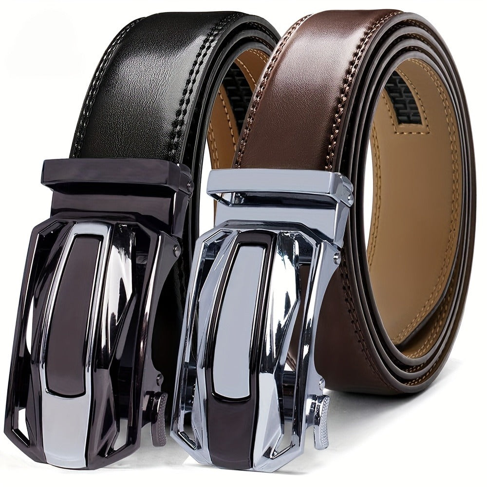 Men's Belt - Sliding Ratchet for 2 Pack 1-3/8" Leather Adjustable No-Hole Set, Dress & - product detail view 6