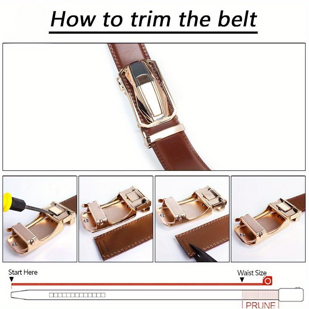 Men's Belt - Sliding Ratchet for 2 Pack 1-3/8" Leather Adjustable No-Hole Set, Dress & - product detail view 12