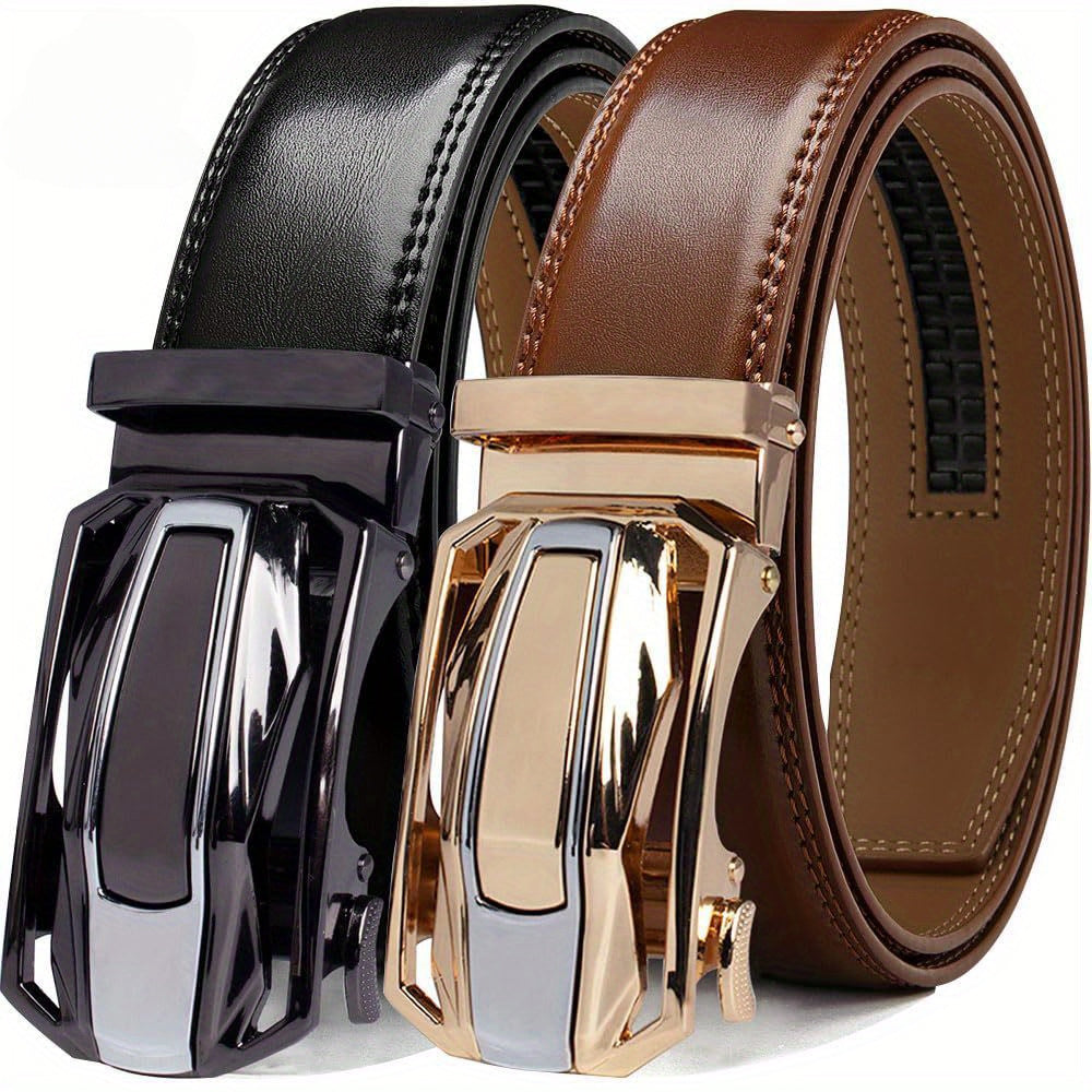 Men's Belt - Sliding Ratchet for 2 Pack 1-3/8" Leather Adjustable No-Hole Set, Dress & - product detail view 15