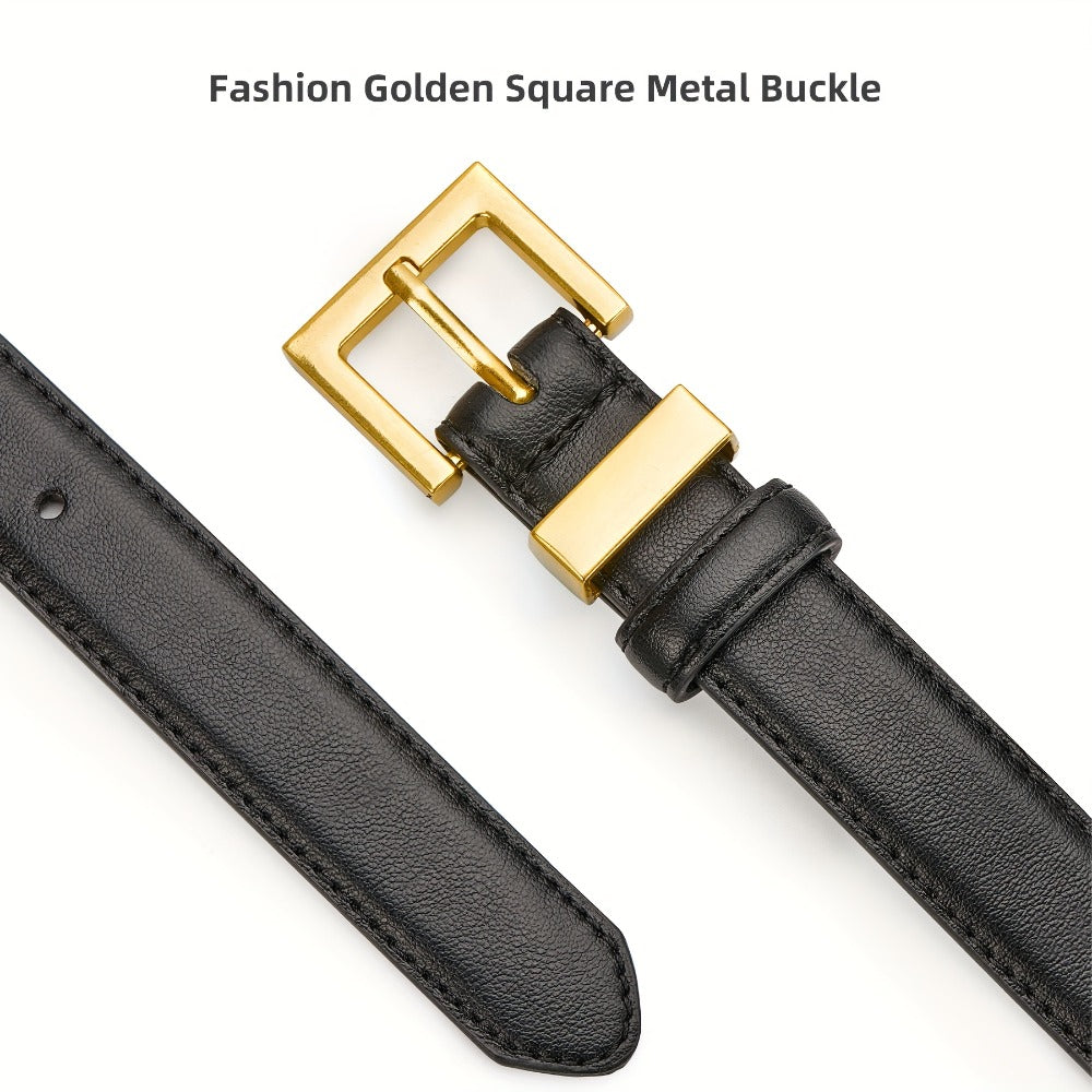 Women's Belt - Square Buckle for - Color Block Casual Dress for Jeans Pants Dresses, Hand - product detail view 4