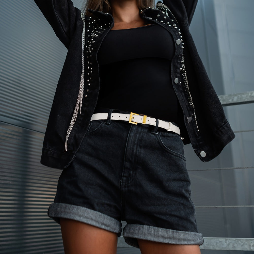 Women's Belt - Square Buckle for - Color Block Casual Dress for Jeans Pants Dresses, Hand - product detail view 10