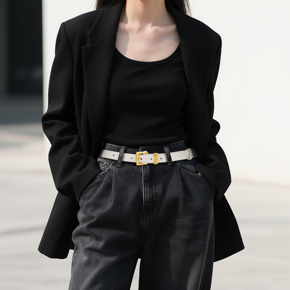 Women's Belt - Square Buckle for - Color Block Casual Dress for Jeans Pants Dresses, Hand - product detail view 11