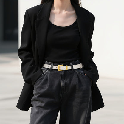 Women's Belt - Square Buckle for - Color Block Casual Dress for Jeans Pants Dresses, Hand - product detail view 11