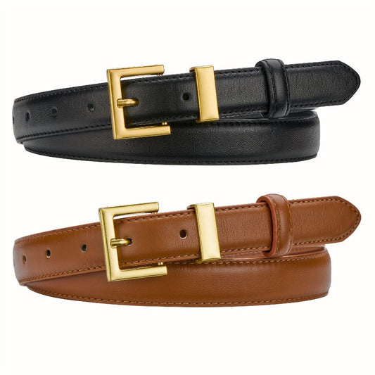 Women's Belt - Square Buckle Set 2pcs for | Gold Square Buckle Waist for Jeans Dresses - main product view