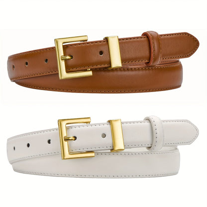 Women's Belt - Square Buckle Set 2pcs for | Gold Square Buckle Waist for Jeans Dresses - product detail view 3