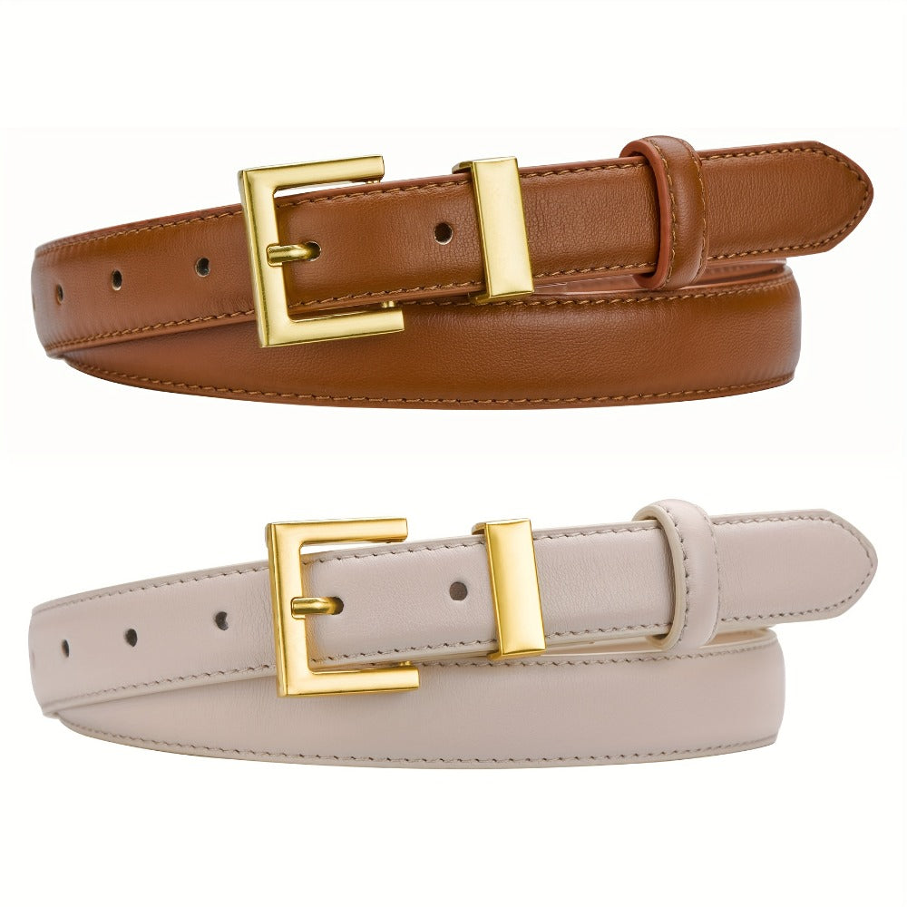 Women's Belt - Square Buckle Set 2pcs for | Gold Square Buckle Waist for Jeans Dresses - product detail view 5