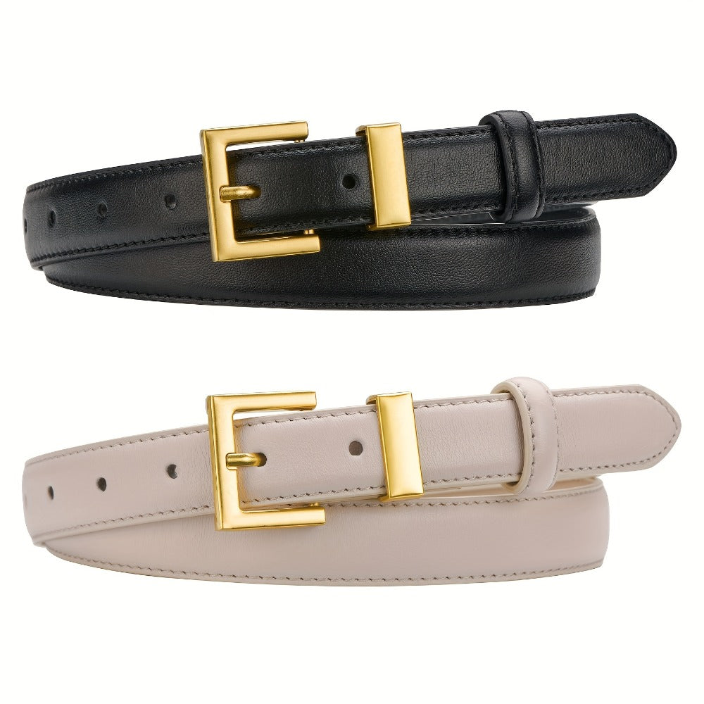 Women's Belt - Square Buckle Set 2pcs for | Gold Square Buckle Waist for Jeans Dresses - product detail view 12