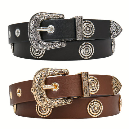 Women's Belt - Studded Cowgirl 2pcs for | Western Punk Rivet Waist for Dresses Pants - product detail view 5