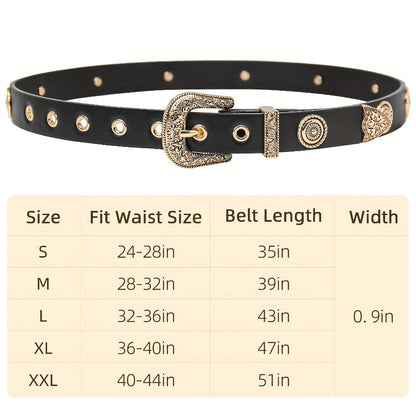 Women's Belt - Studded Cowgirl 2pcs for | Western Punk Rivet Waist for Dresses Pants - product detail view 6