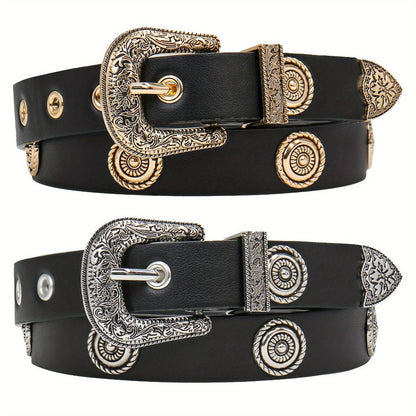 Women's Belt - Studded Cowgirl 2pcs for | Western Punk Rivet Waist for Dresses Pants - product detail view 10