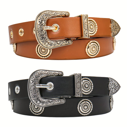 Women's Belt - Studded Cowgirl 2pcs for | Western Punk Rivet Waist for Dresses Pants - product detail view 11