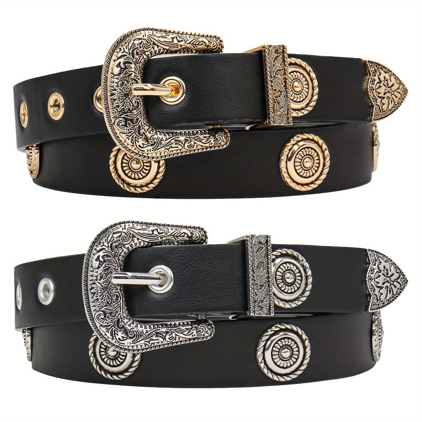 Women's Belt - Studded Cowgirl 2pcs for | Western Punk Rivet Waist for Dresses Pants - product detail view 14