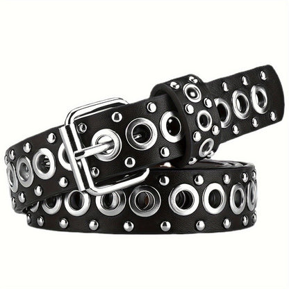 Men's Belt - Studded Rivet Punk Rock Gothic Style Edgy Black Metal Stud Unisex Fashion - main product view