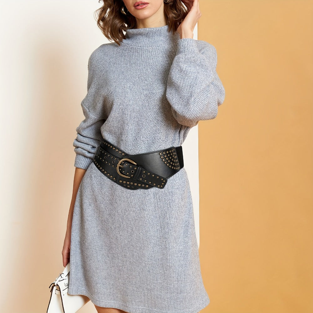 Women's Belt - Vintage Wide for - Elastic Waistband with Alloy Buckle, Retro Style Wide - product detail view 8