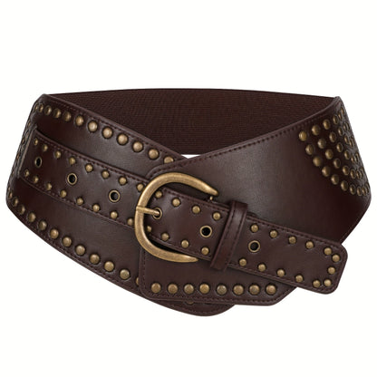 Women's Belt - Vintage Wide for - Elastic Waistband with Alloy Buckle, Retro Style Wide - product detail view 21