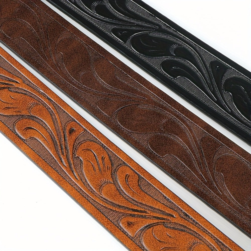 Men's Belt - Western for 2 Pack Embossed Longhorn Cow Head Buckle, Vintage Cowboy - product detail view 5