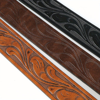Men's Belt - Western for 2 Pack Embossed Longhorn Cow Head Buckle, Vintage Cowboy - product detail view 5