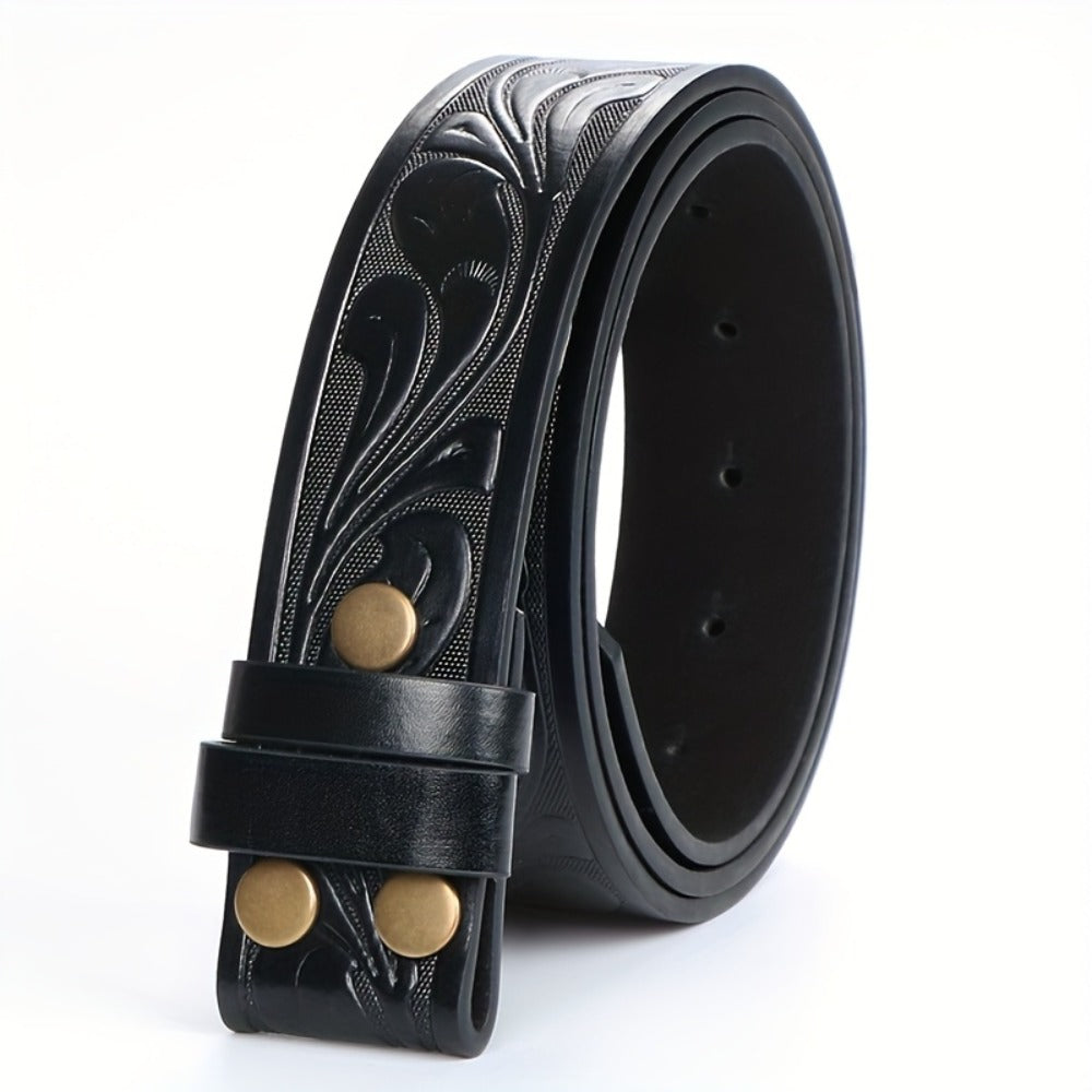 Men's Belt - Western for 2 Pack Embossed Longhorn Cow Head Buckle, Vintage Cowboy - product detail view 6