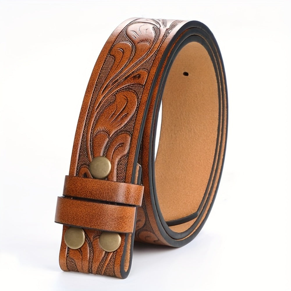 Men's Belt - Western for 2 Pack Embossed Longhorn Cow Head Buckle, Vintage Cowboy - product detail view 7