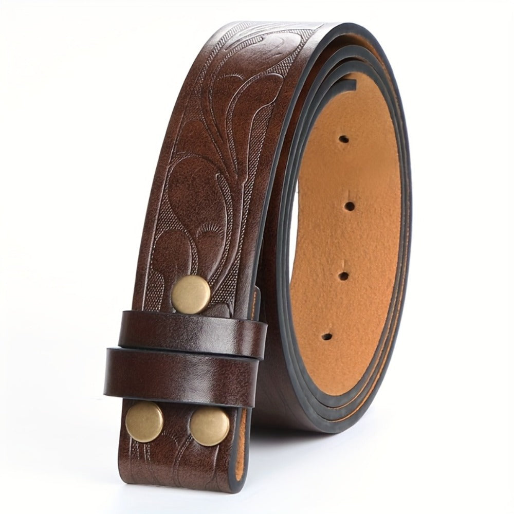 Men's Belt - Western for 2 Pack Embossed Longhorn Cow Head Buckle, Vintage Cowboy - product detail view 8