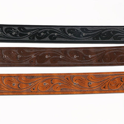 Men's Belt - Western for 2 Pack Embossed Longhorn Cow Head Buckle, Vintage Cowboy - product detail view 9