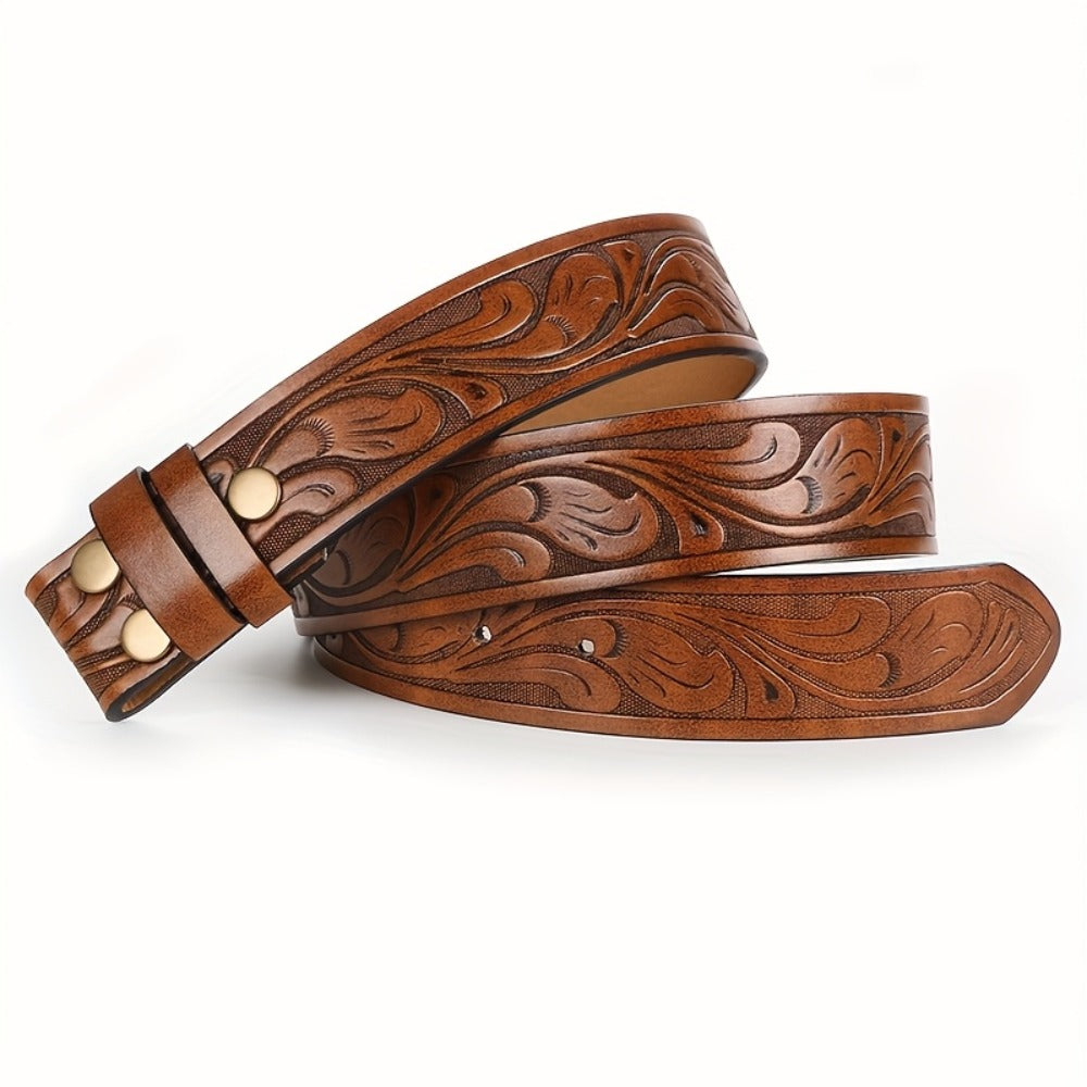 Men's Belt - Western for 2 Pack Embossed Longhorn Cow Head Buckle, Vintage Cowboy - product detail view 12