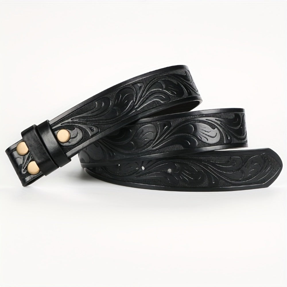 Men's Belt - Western for 2 Pack Embossed Longhorn Cow Head Buckle, Vintage Cowboy - product detail view 13