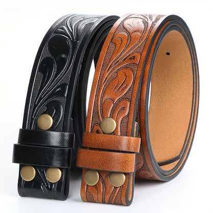 Men's Belt - Western for 2 Pack Embossed Longhorn Cow Head Buckle, Vintage Cowboy - product detail view 14