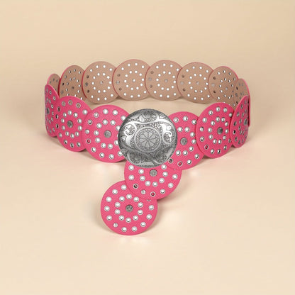 Women's Belt - Western Boho Disc for - Vintage Concho Waist , Wide Bohemian with Disc - main product view