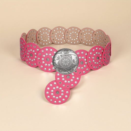 Women's Belt - Western Boho Disc for - Vintage Concho Waist , Wide Bohemian with Disc - main product view