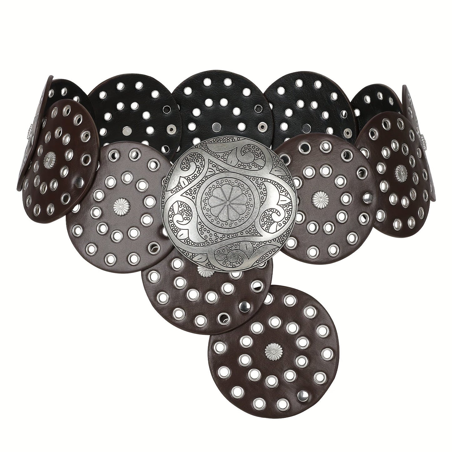 Women's Belt - Western Boho Disc for - Vintage Concho Waist , Wide Bohemian with Disc - product detail view 13