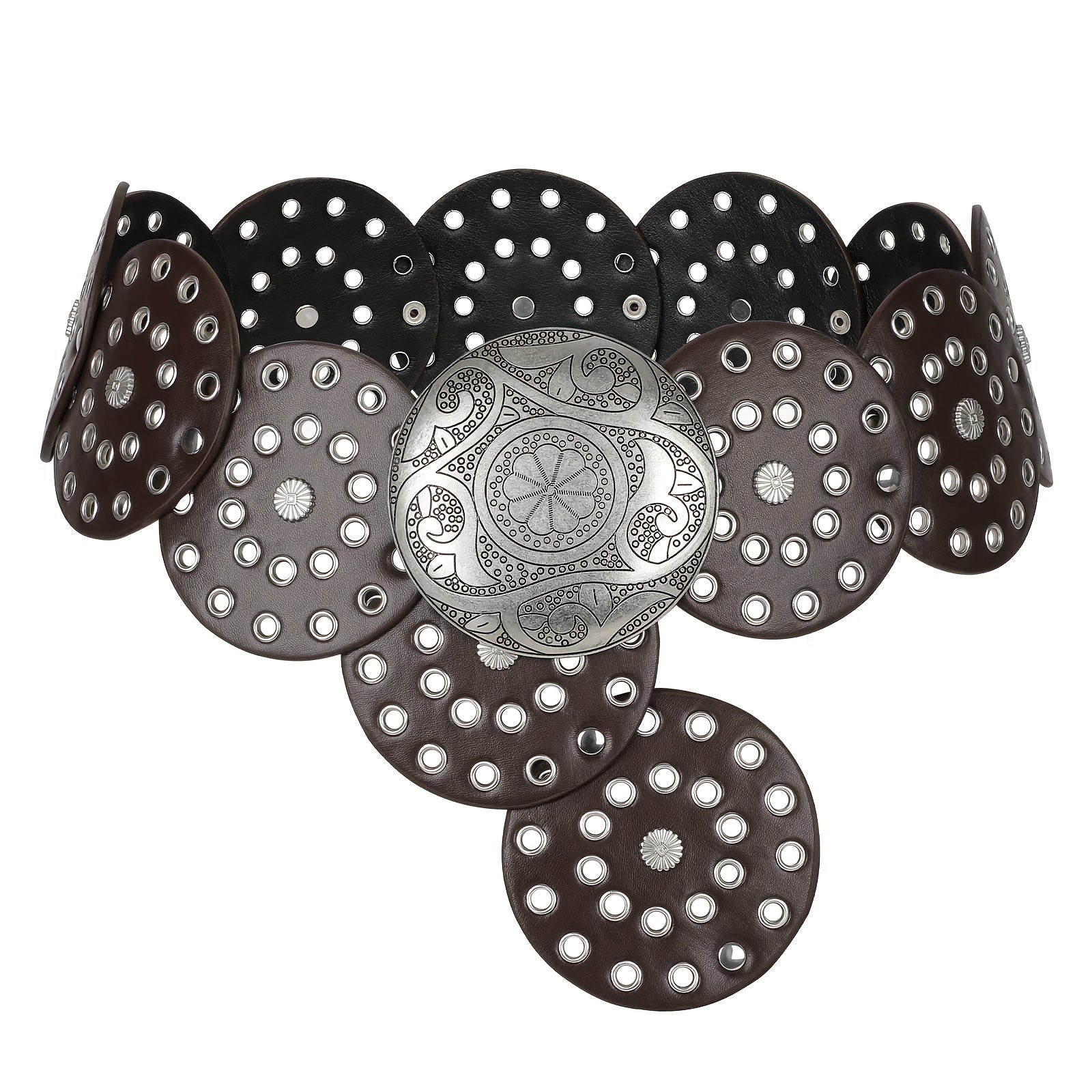 Women's Belt - Western Boho Disc for - Vintage Concho Waist , Wide Bohemian with Disc - product detail view 13
