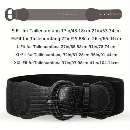Women's Belt - Wide for 2Pcs Set - Elastic Needle Buckle Waist for Dresses, Black Red & - product detail view 6
