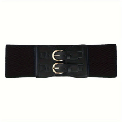 Women's Belt - Wide Corset for Bimetallic Buckle Elastic Waist - Casual Dress Shirt - product detail view 4