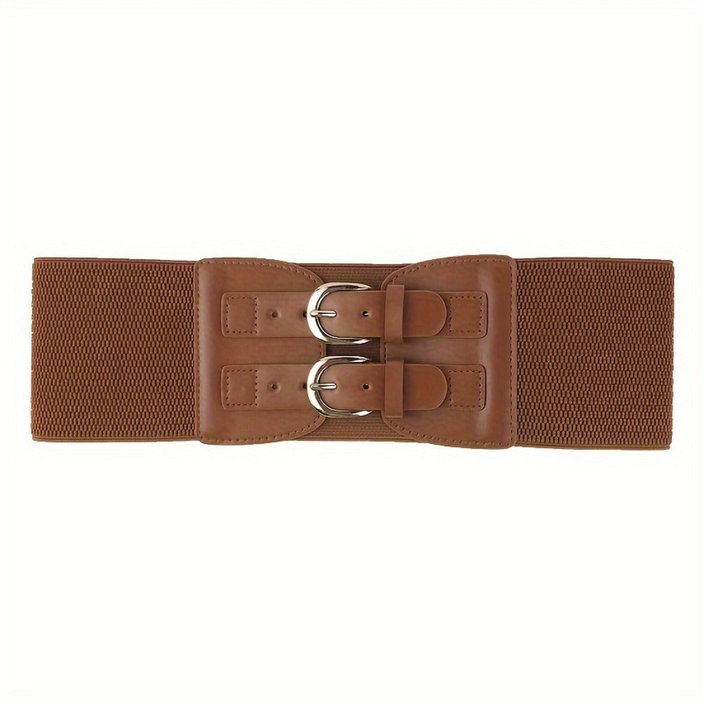 Women's Belt - Wide Corset for Bimetallic Buckle Elastic Waist - Casual Dress Shirt - product detail view 8