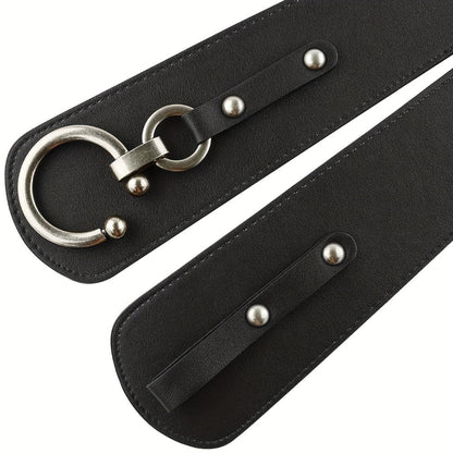 Women's Belt - Wide Elastic Retro Vintage Waist Interlocking Alloy Buckle Punk Style - product detail view 7