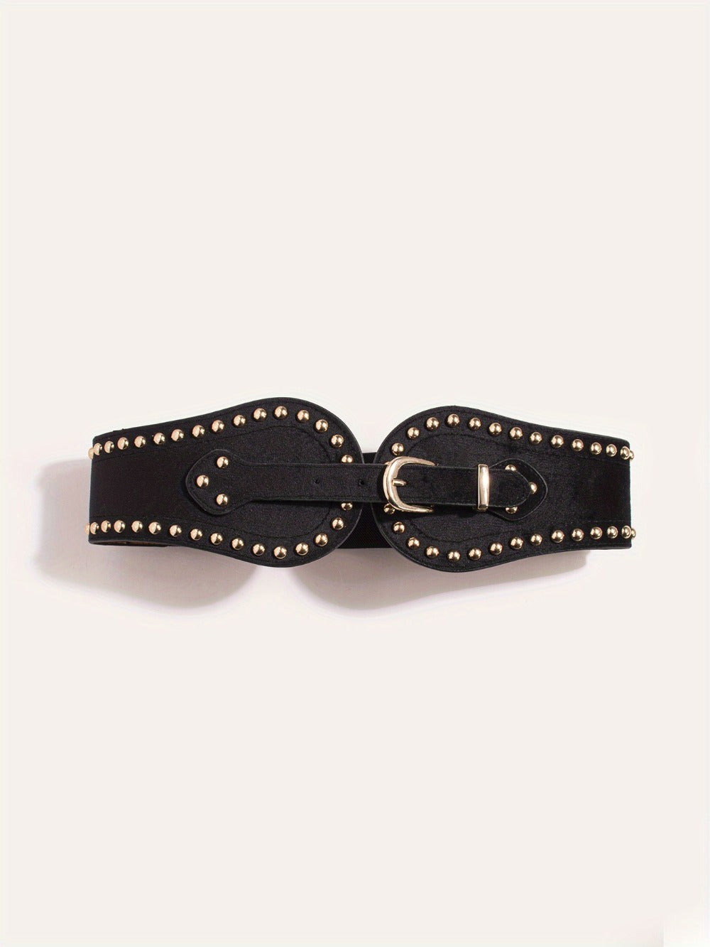 Women's Belt - Wide Elastic for Vintage - Stretchy Wide Waist with Wine Rivet & Stainless - product detail view 9