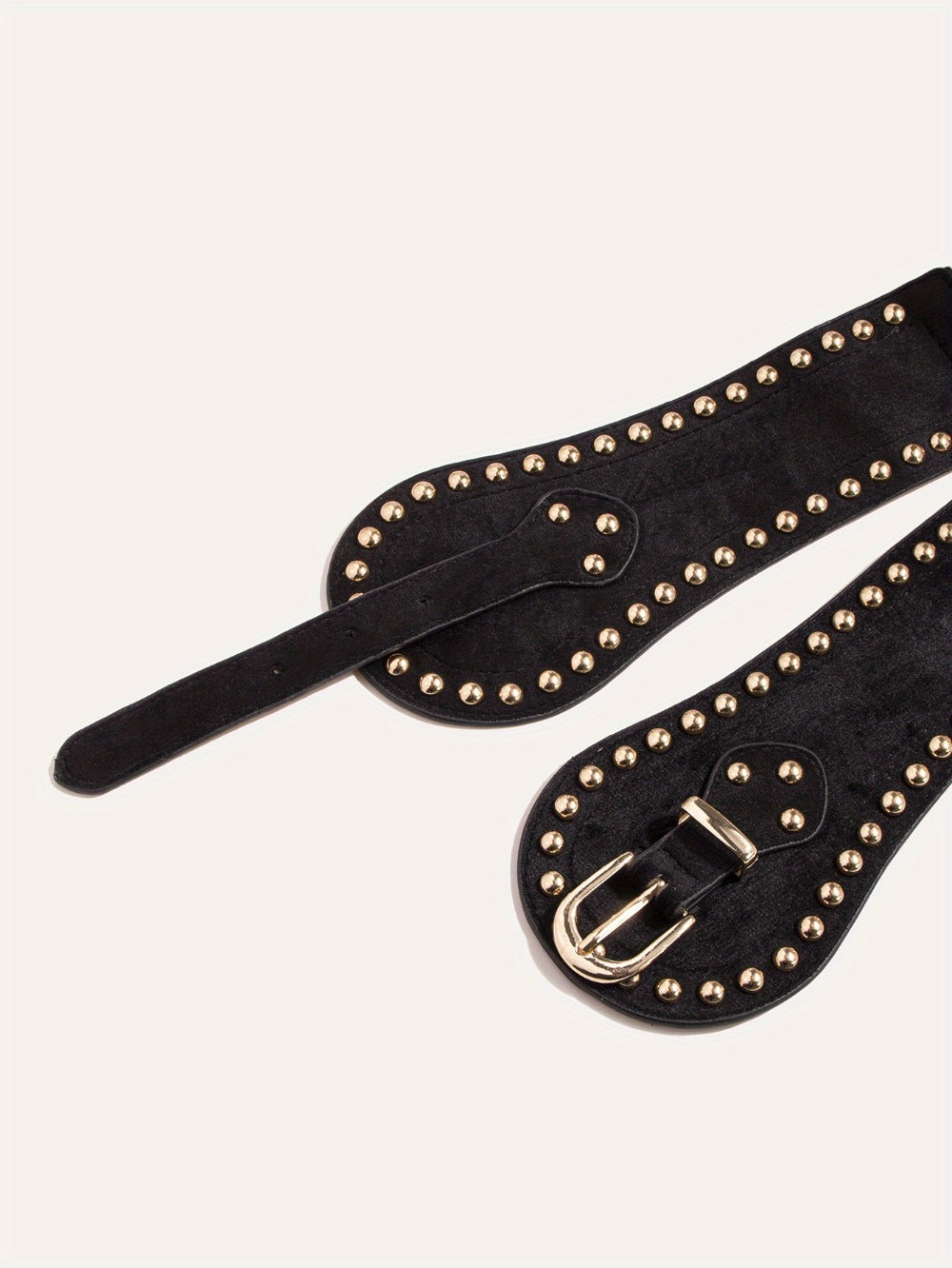 Women's Belt - Wide Elastic for Vintage - Stretchy Wide Waist with Wine Rivet & Stainless - product detail view 10