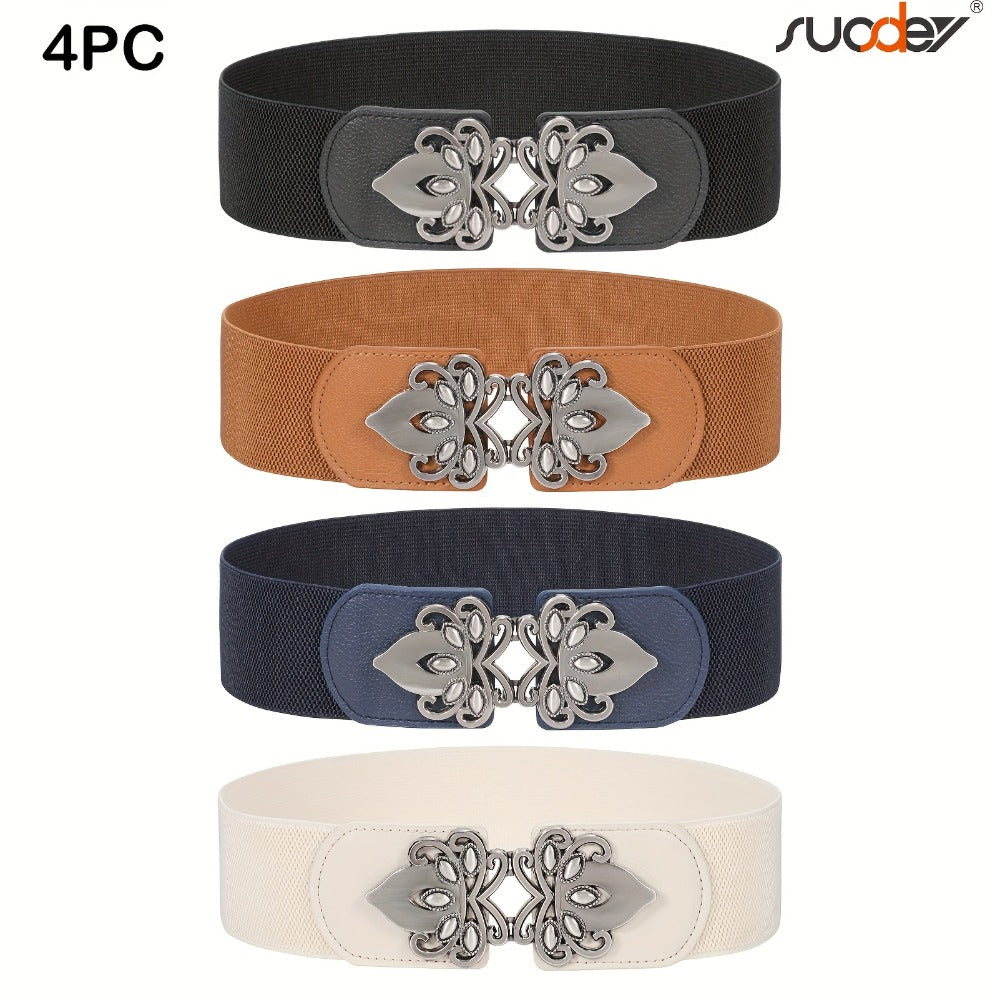 Women's Belt - Wide Elastic Waist 4 Pack Vintage Elastic Tie Waistband Corset Set Boho - main product view