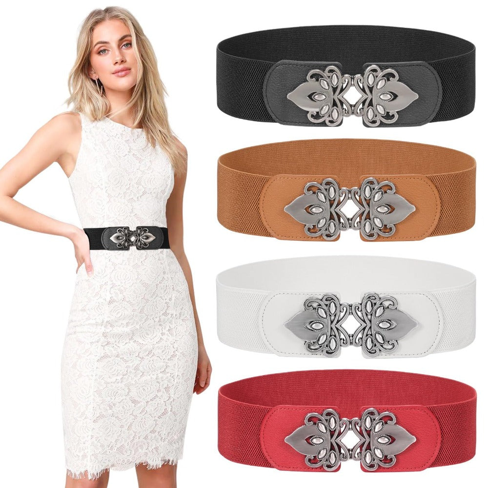 Women's Belt - Wide Elastic Waist 4 Pack Vintage Elastic Tie Waistband Corset Set Boho - product detail view 3