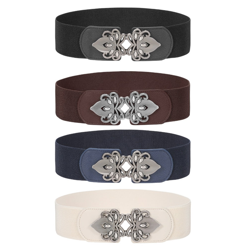 Women's Belt - Wide Elastic Waist 4 Pack Vintage Elastic Tie Waistband Corset Set Boho - product detail view 5