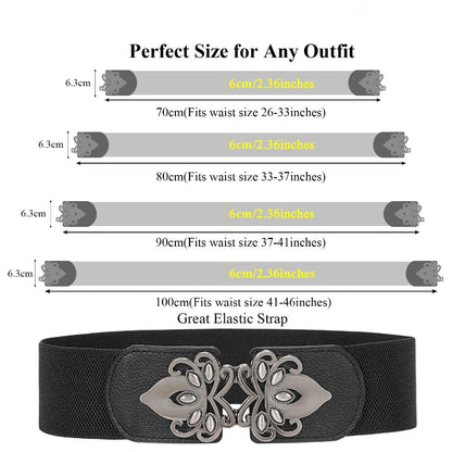Women's Belt - Wide Elastic Waist 4 Pack Vintage Elastic Tie Waistband Corset Set Boho - product detail view 6