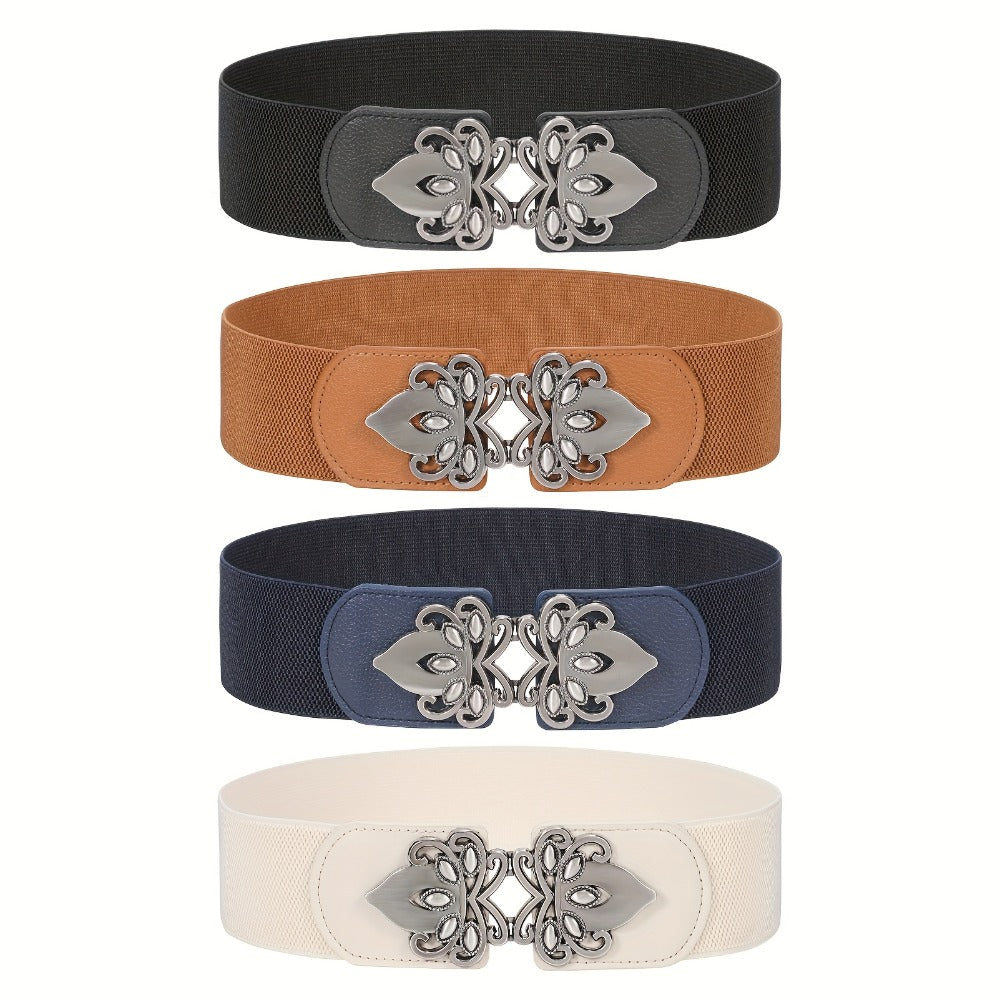Women's Belt - Wide Elastic Waist 4 Pack Vintage Elastic Tie Waistband Corset Set Boho - product detail view 7