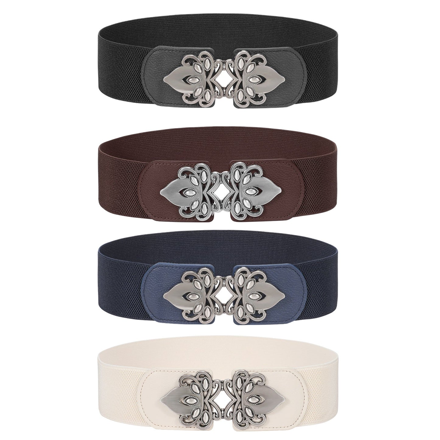 Women's Belt - Wide Elastic Waist 4 Pack Vintage Elastic Tie Waistband Corset Set Boho - product detail view 17