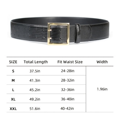 Women's Belt - Wide for Golden Double Prong Buckle Waist Ladies Fashion Cinch for Dresses - product detail view 2