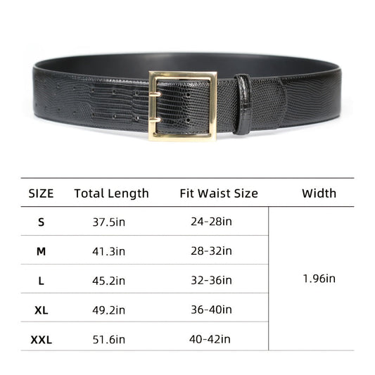 Women's Belt - Wide for Golden Double Prong Buckle Waist Ladies Fashion Cinch for Dresses - product detail view 2