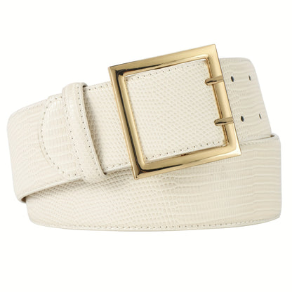 Women's Belt - Wide for Golden Double Prong Buckle Waist Ladies Fashion Cinch for Dresses - product detail view 15