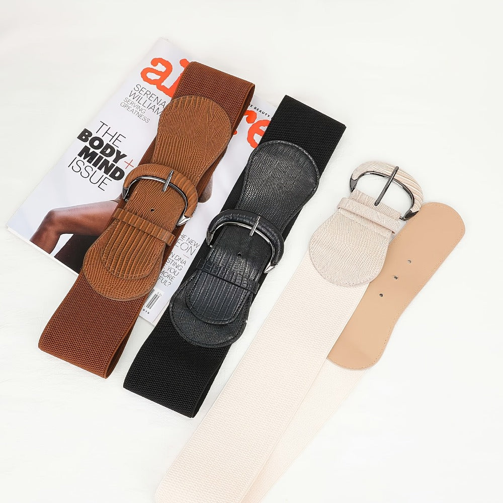 Women's Belt - Wide Waist Set 3pcs for | Vintage Matte Elastic Braided Bow with Hook - product detail view 6