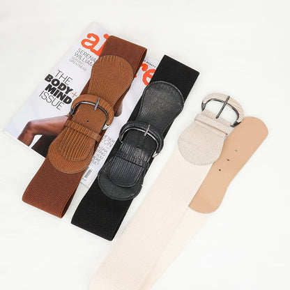 Women's Belt - Wide Waist Set 3pcs for | Vintage Matte Elastic Braided Bow with Hook - product detail view 6