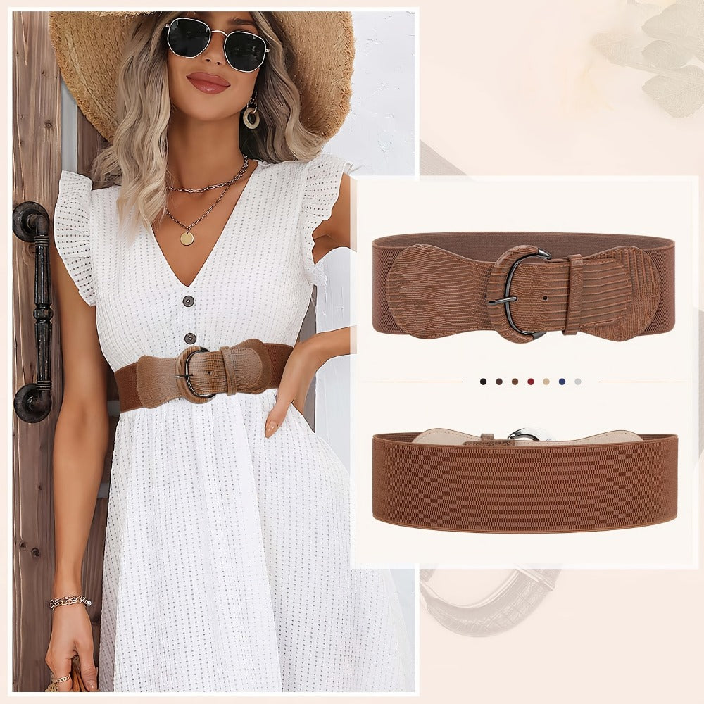 Women's Belt - Wide Waist Set 3pcs for | Vintage Matte Elastic Braided Bow with Hook - product detail view 7